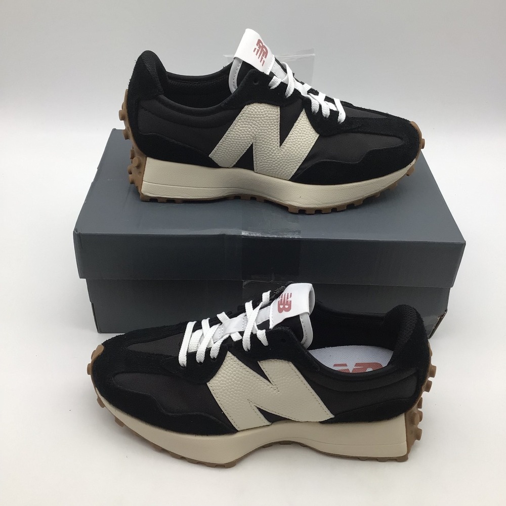 New Balance 327 Black White Gum Women Sneakers WS327BL Size 6.5 Retro NEW